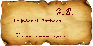 Hajnáczki Barbara névjegykártya